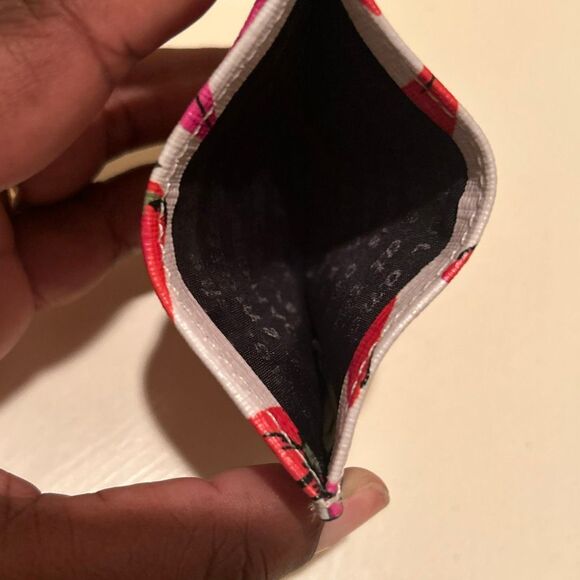 Kate Spade Red Pink Hot Chili Peppers Card Holder Wallet Garden Vegetable - Picture 3 of 7